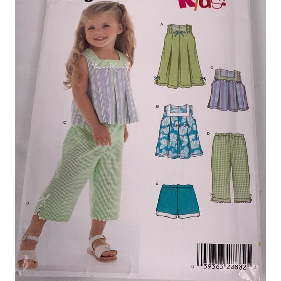 Simplicity Pattern 6473 Easy Dress Top Shorts Pants Size A Toddler 6 Mos - 4 VTG - Picture 2 of 4
